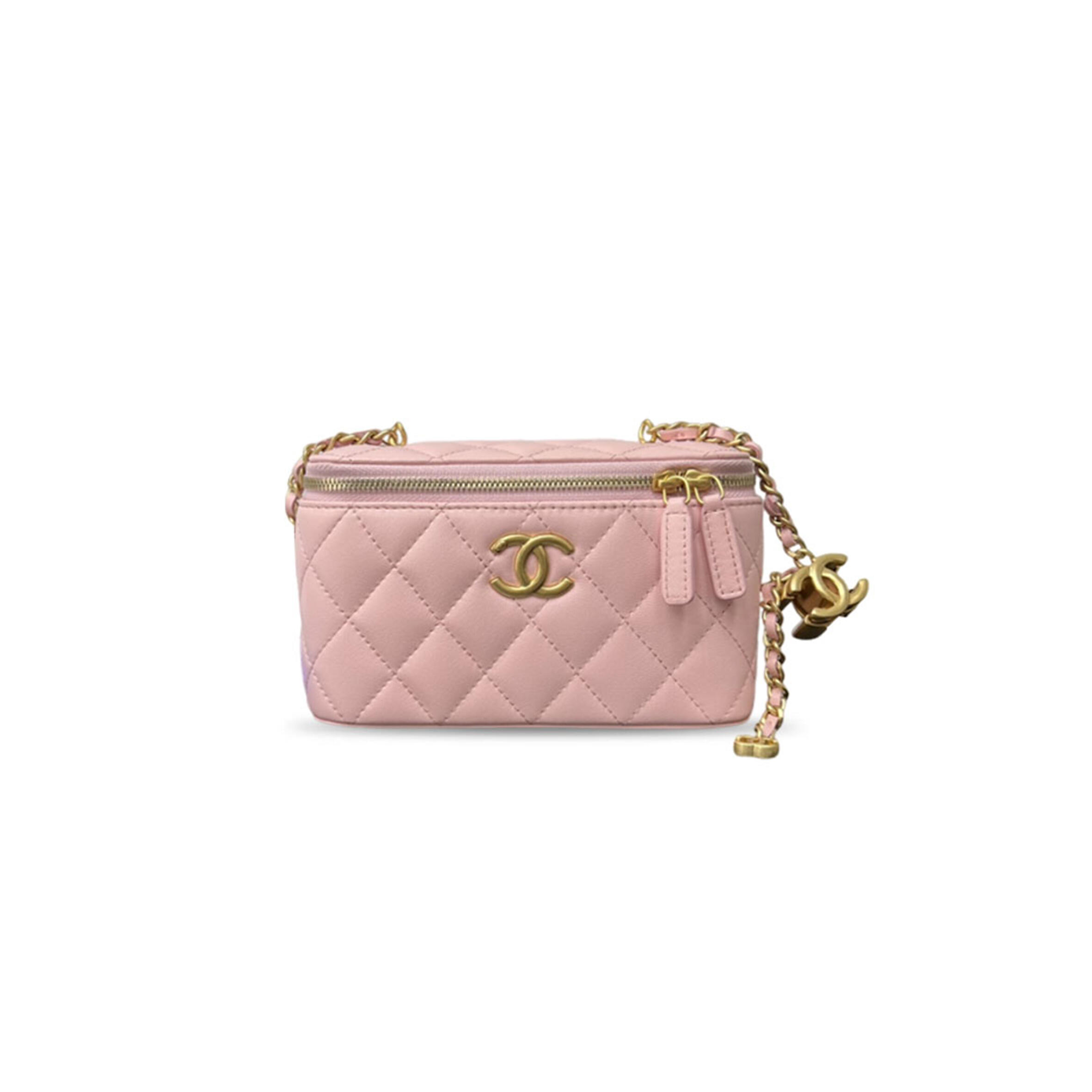 CHANEL MASTER PILLOW CRUSH CASE WITH CHAIN SMALL QUILTED LAMBSKIN MAKEUP BAG (17*9.5*8cm)
